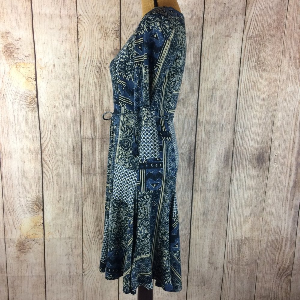Ralph Lauren Blue Patchwork Fit & Flare Dress Sz S - Picture 3 of 7